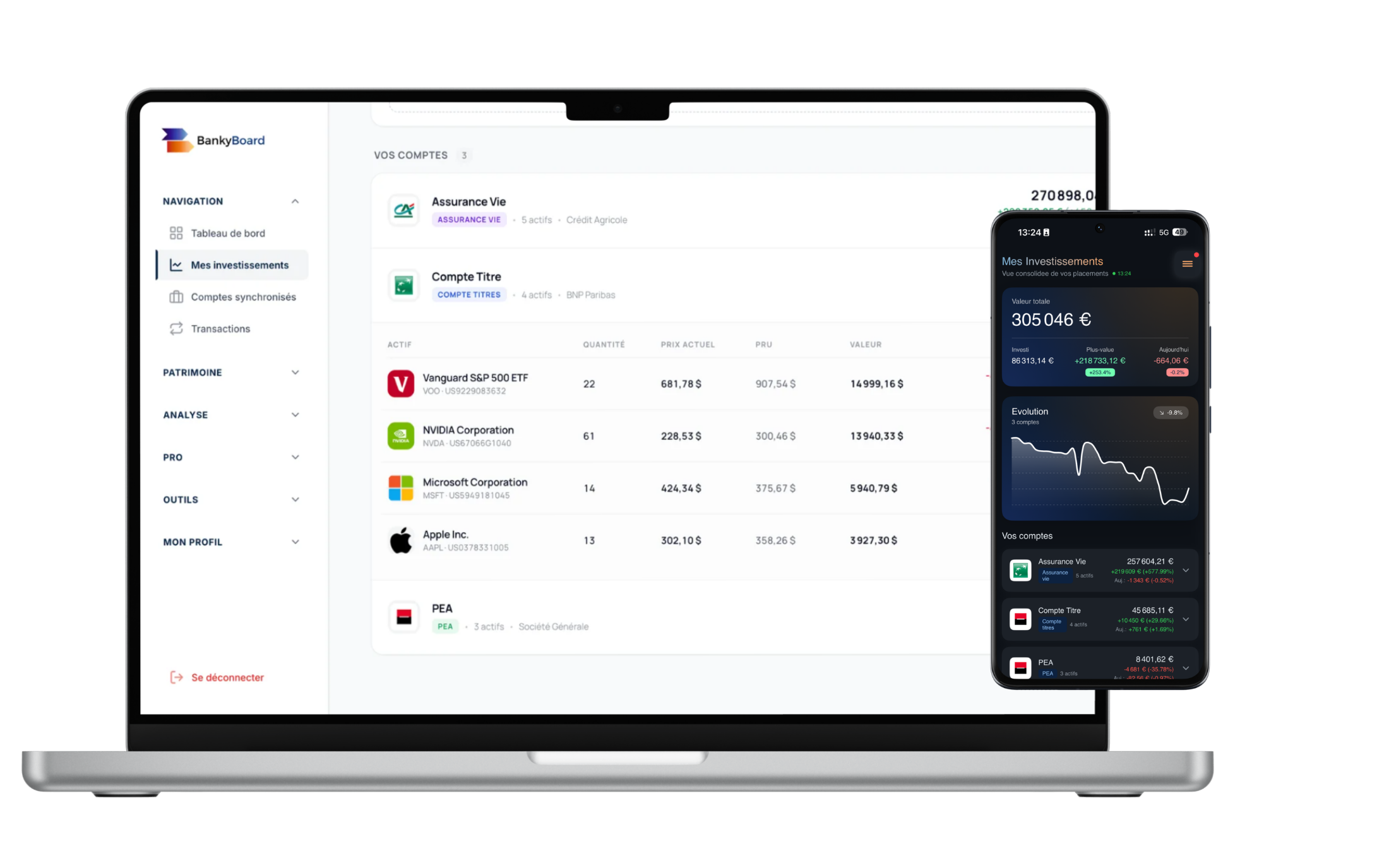 BankyBoard – aperçu de l'application